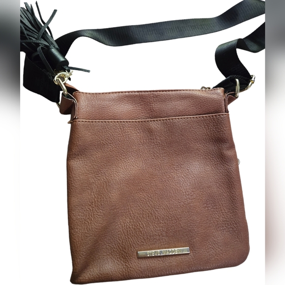 Brown Genuine Leather Steve Madden Shoulder Bag with Tassles - Picture 4 of 6